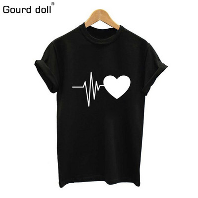 UUS2023 Naiste t-särk Casual Harajuku Heartbeat naiste kawaii t-särk suvine naiste t-särk Plus S-2XL Topid
