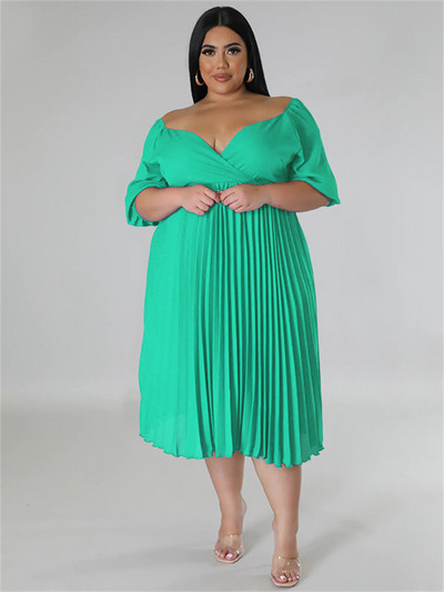 Wmstar Plus Size Női Ruházat Ruhák Női Party Solid V nyakú Maxi Ruha Divat Rakott ruhák Nagykereskedelmi Dropshipping