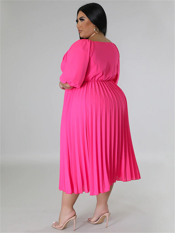 Wmstar Plus Size Női Ruházat Ruhák Női Party Solid V nyakú Maxi Ruha Divat Rakott ruhák Nagykereskedelmi Dropshipping