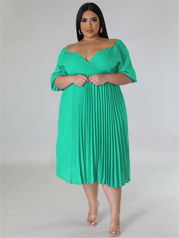 Wmstar Plus Size Női Ruházat Ruhák Női Party Solid V nyakú Maxi Ruha Divat Rakott ruhák Nagykereskedelmi Dropshipping