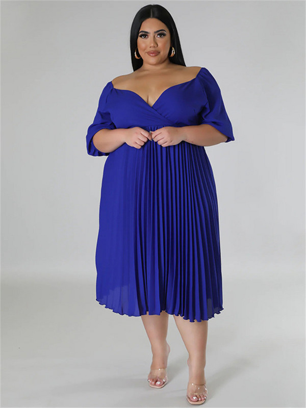 Wmstar Plus Size Női Ruházat Ruhák Női Party Solid V nyakú Maxi Ruha Divat Rakott ruhák Nagykereskedelmi Dropshipping