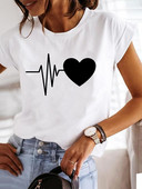 Love Style Trend Сладка тениска с принт с къс ръкав от 90-те, облекло, тениска, дамска тениска с графики, летни дрехи, модно дамско горнище
