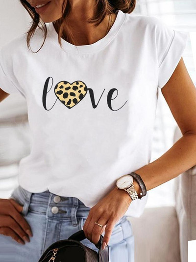 Love Style Trend Сладка тениска с принт с къс ръкав от 90-те, облекло, тениска, дамска тениска с графики, летни дрехи, модно дамско горнище