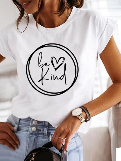 Love Style Trend Сладка тениска с принт с къс ръкав от 90-те, облекло, тениска, дамска тениска с графики, летни дрехи, модно дамско горнище