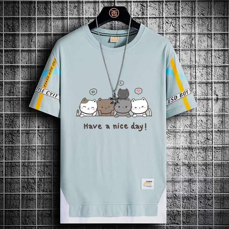 Vasaras karsti Pārdod T-krekli Vīriešu O kakla Karikatūra Ikdienas Ikdienas Sporta Apģērbs Īsām Piedurknēm Harajuku High Street vīriešu apģērbi