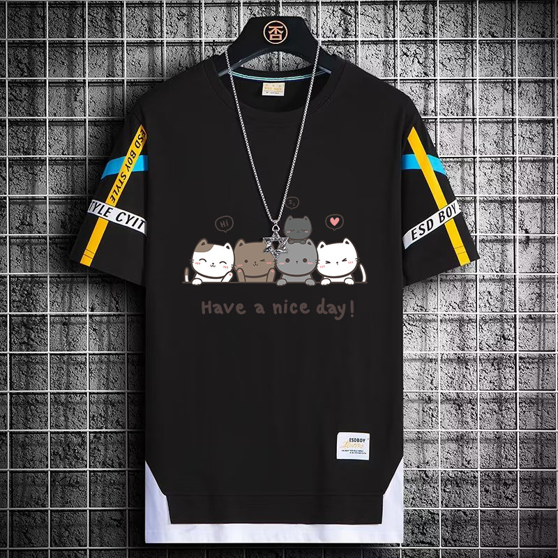 Vasaras karsti Pārdod T-krekli Vīriešu O kakla Karikatūra Ikdienas Ikdienas Sporta Apģērbs Īsām Piedurknēm Harajuku High Street vīriešu apģērbi