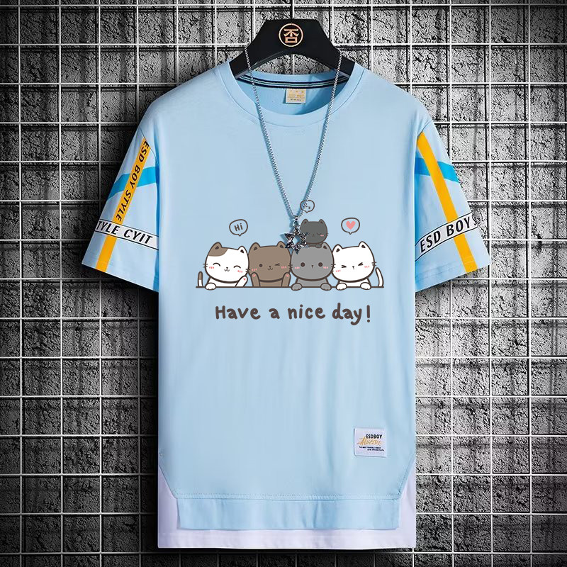Vasaras karsti Pārdod T-krekli Vīriešu O kakla Karikatūra Ikdienas Ikdienas Sporta Apģērbs Īsām Piedurknēm Harajuku High Street vīriešu apģērbi