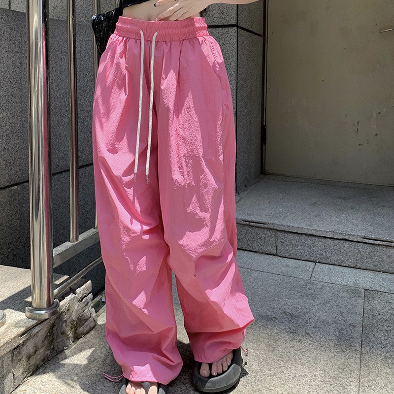 Y2k tömör táskás széles szárú nadrágok női divatos alkalmi női bő tehernadrágok 2024 tavaszi női utcai kocogó nadrágok