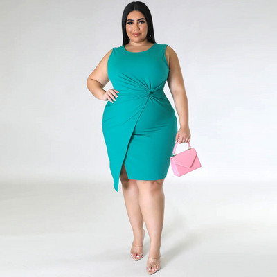 Μεγάλο μέγεθος Γυναικεία Φορέματα Commuter Στρογγυλή λαιμόκοψη Μονόχρωμο Αμάνικο κοντό φόρεμα Μεγάλο μέγεθος Γυναικεία μόδα Casual Κομψά φορέματα