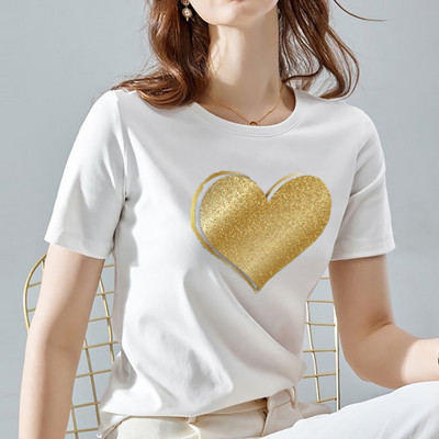 Sieviešu T-krekli ar apaļu apkaklīti vasaras brīvdienām ar īsām piedurknēm, sieviešu top mīlestības rakstu sērija Dropshipping sieviešu topi T-krekli Sieviešu apģērbi