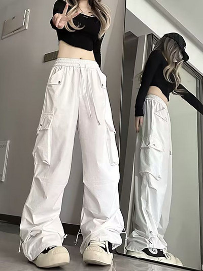 Jmprs Streetwear Cargo Pants Sievietēm Y2K High Waist Hip Hop Straight Bikses Amerikāņu Retro Brīvas Casual Bf Platas Bikses Jauns