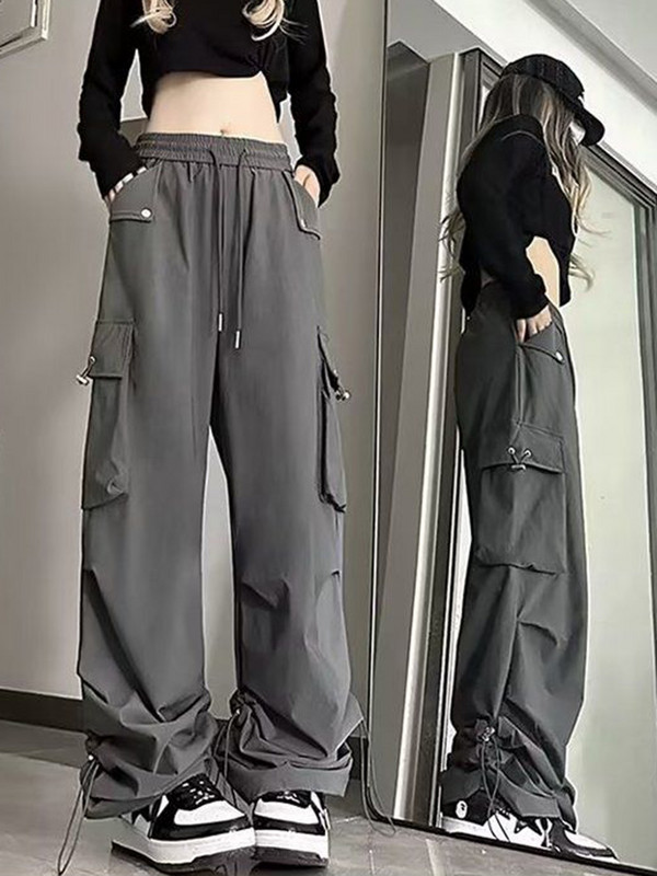Jmprs Streetwear Cargo Pants Női Y2K magas derekú Hip Hop Egyenes nadrág Amerikai Retro Laza Alkalmi Bf Széles szárú nadrág Új