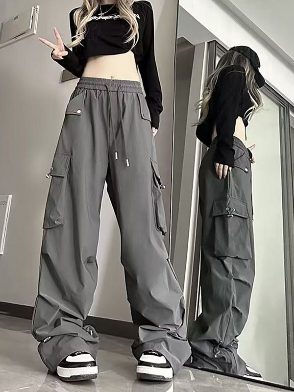 Jmprs Streetwear Cargo Pants Női Y2K magas derekú Hip Hop Egyenes nadrág Amerikai Retro Laza Alkalmi Bf Széles szárú nadrág Új