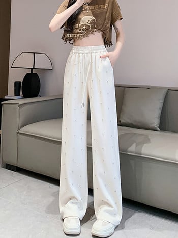 Παντελόνι Heavy Industry Hot Diamond Wide Leg για τη γυναικεία άνοιξη Νέο casual ψηλόμεσο χαλαρό ίσιο παντελόνι που πέφτει στο πάτωμα που σέρνεται