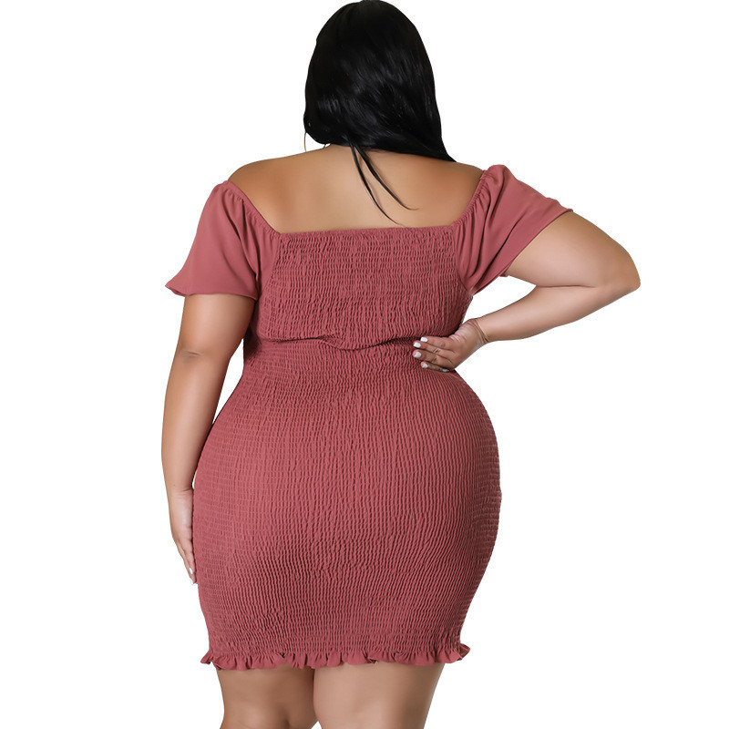 Καλοκαιρινά Ρούχα Σέξι Μονόχρωμα Φορέματα για Γυναικεία Μίνι Φόρεμα One Word Collar Hip Wrap Clubwear Χονδρική Dropshipping