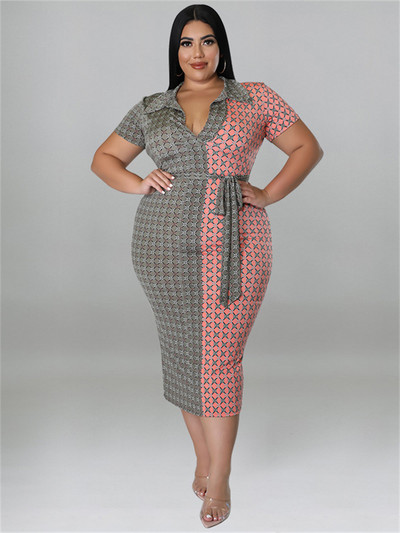 Wmstar Plus Size Imbracaminte pentru femei Rochii cu siret Patchwork Bodycon Stretch Rochie maxi eleganta in carouri Vânzare cu ridicata Dropshipping