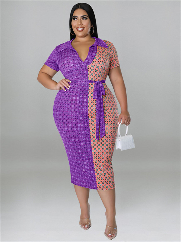 Wmstar Plus Size Imbracaminte pentru femei Rochii cu siret Patchwork Bodycon Stretch Rochie maxi eleganta in carouri Vânzare cu ridicata Dropshipping
