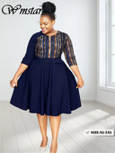 Wmstar Nagy méretű női ruhák rövid ujjú, alkalmi afrikai maxi ruha övvel Új stílusú irodai női nagykereskedelmi dropshipping