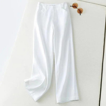 Широки панталони Дамски пролет и есен 2024 г. Универсални модни дамски панталони Удобни дамски ленени панталони с прави крачоли за свободното време