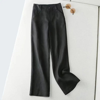 Широки панталони Дамски пролет и есен 2024 г. Универсални модни дамски панталони Удобни дамски ленени панталони с прави крачоли за свободното време