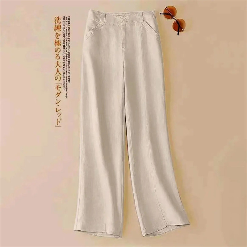 Sieviešu platas bikses 2024. gada pavasaris un rudens Daudzpusīgas modes sieviešu bikses Ērtas brīvā laika sieviešu bikses ar taisnām linu bikses