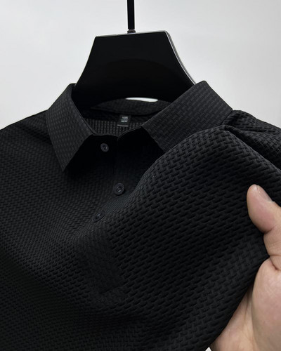 Suvine uus Meeste Ice Silk Hollow Lühikeste varrukatega polosärk Meeste T-särk Brändi Riietus Ärikohtumine Vaba aeg Väljasõit S-3XL