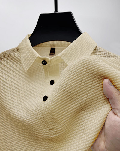 Suvine uus Meeste Ice Silk Hollow Lühikeste varrukatega polosärk Meeste T-särk Brändi Riietus Ärikohtumine Vaba aeg Väljasõit S-3XL