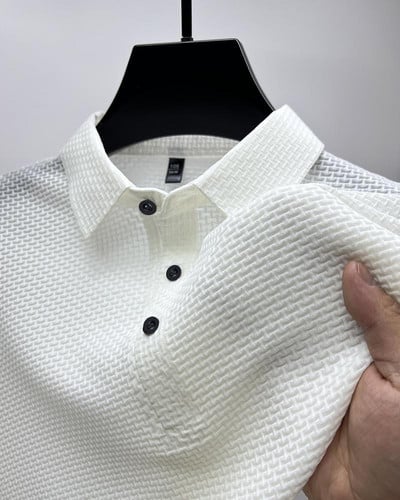 Suvine uus Meeste Ice Silk Hollow Lühikeste varrukatega polosärk Meeste T-särk Brändi Riietus Ärikohtumine Vaba aeg Väljasõit S-3XL