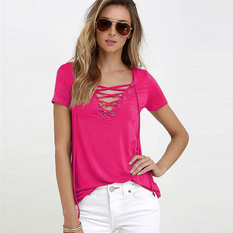 DICLOUD Modes sieviešu T-krekls ar V veida kakla izgriezumu, jauni vasaras melni sieviešu topi ar īsām piedurknēm, mežģīņu dobi kreklu krekliņi, 2023