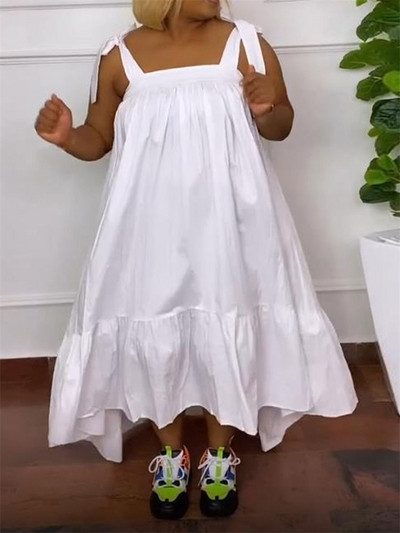 Wmstar suures suuruses kleidid naistele, uued suveriided Slip Bow, suur äär, soliidne elegantne maksikleit, hulgimüük 2023. aasta