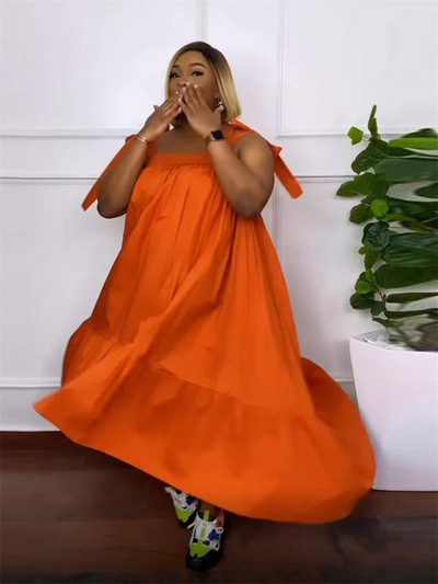 Wmstar suures suuruses kleidid naistele, uued suveriided Slip Bow, suur äär, soliidne elegantne maksikleit, hulgimüük 2023. aasta