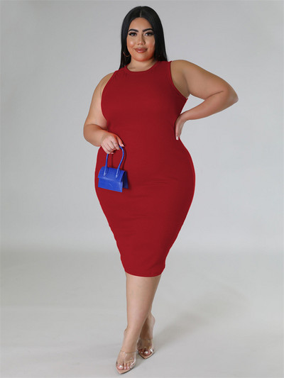 Wmstar Ženska odjeća veće veličine, haljina, ljeto 2023., jednobojni print, rastezljive, elegantne midi haljine, ženske veleprodajne dropshipping