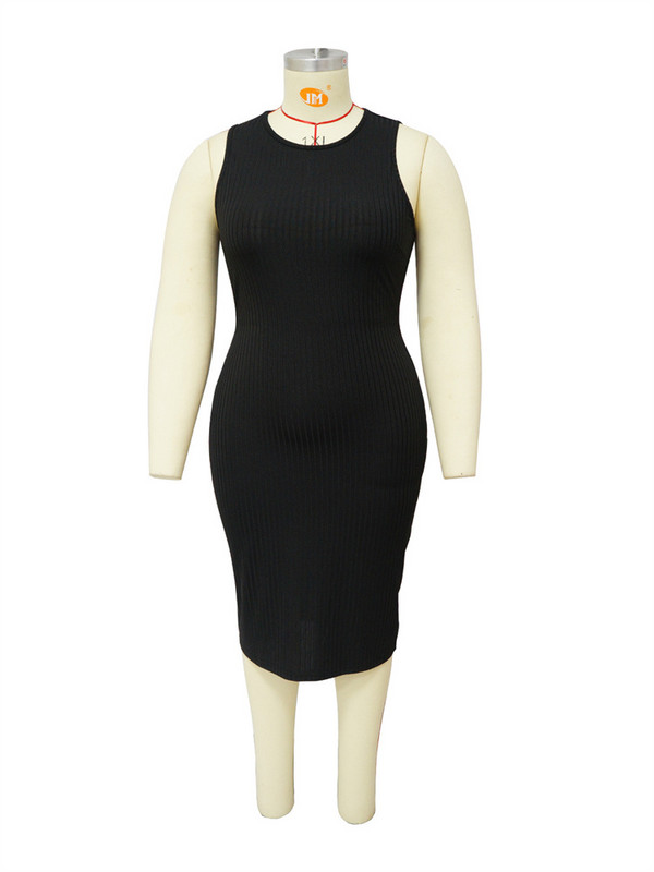 Wmstar Ženska odjeća veće veličine, haljina, ljeto 2023., jednobojni print, rastezljive, elegantne midi haljine, ženske veleprodajne dropshipping