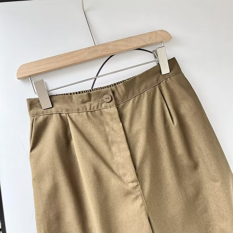 Maxdutti Anglijas Biroja Sieviešu Retro Bikses Sieviešu Kokvilnas Lina Bikses Modes Vienkāršas Augsts Viduklis Taisna Ikdienišķa