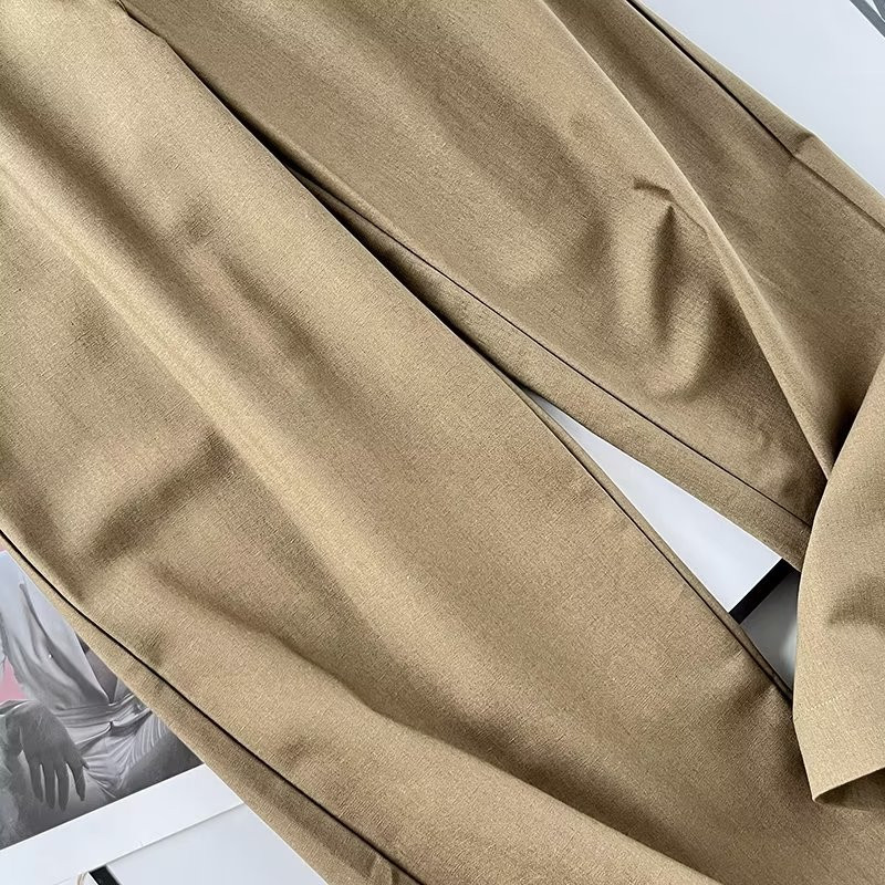 Maxdutti Anglijas Biroja Sieviešu Retro Bikses Sieviešu Kokvilnas Lina Bikses Modes Vienkāršas Augsts Viduklis Taisna Ikdienišķa