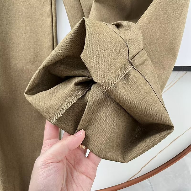 Maxdutti Anglijas Biroja Sieviešu Retro Bikses Sieviešu Kokvilnas Lina Bikses Modes Vienkāršas Augsts Viduklis Taisna Ikdienišķa