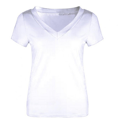 Uska majica kratkih rukava veće veličine, ženski top, jednobojni, kratkih rukava, ljetni duboki V