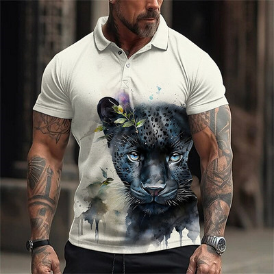 Animal Meeste Polo 3D Tiger&Lion Prindiga Metsik Beast Meesterõivad Suvised vabaaja lühikeste varrukatega avarad särgid Senior Top