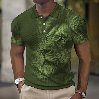 Animal Meeste Polo 3D Tiger&Lion Prindiga Metsik Beast Meesterõivad Suvised vabaaja lühikeste varrukatega avarad särgid Senior Top