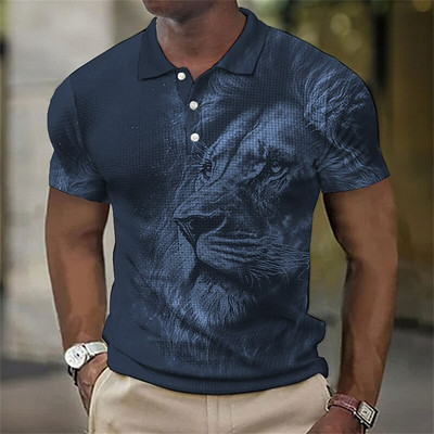 Animal Meeste Polo 3D Tiger&Lion Prindiga Metsik Beast Meesterõivad Suvised vabaaja lühikeste varrukatega avarad särgid Senior Top