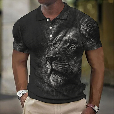 Animal Meeste Polo 3D Tiger&Lion Prindiga Metsik Beast Meesterõivad Suvised vabaaja lühikeste varrukatega avarad särgid Senior Top