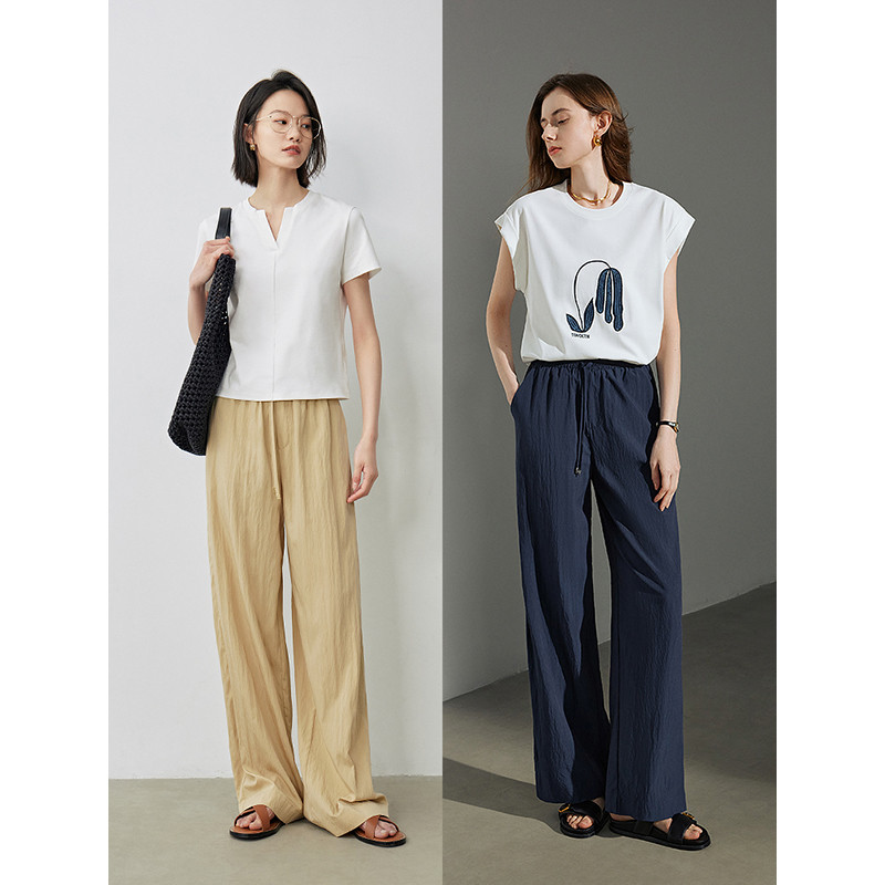 TOYOUTH Sieviešu velkamas gaisa bikses 2024. gada vasarā, jaunas bikses ar augstu vidukli