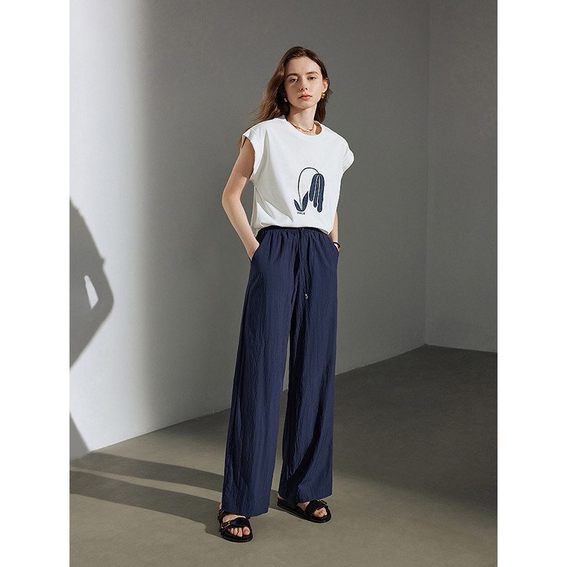 TOYOUTH Sieviešu velkamas gaisa bikses 2024. gada vasarā, jaunas bikses ar augstu vidukli