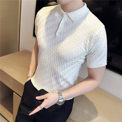 Meeste suvised vabaaja lühikeste varrukatega kvaliteetsed silmkoelised polosärgid/Meeste Slim Fit Ice Silk Plaid vabaaja polosärgid Topid S-3XL