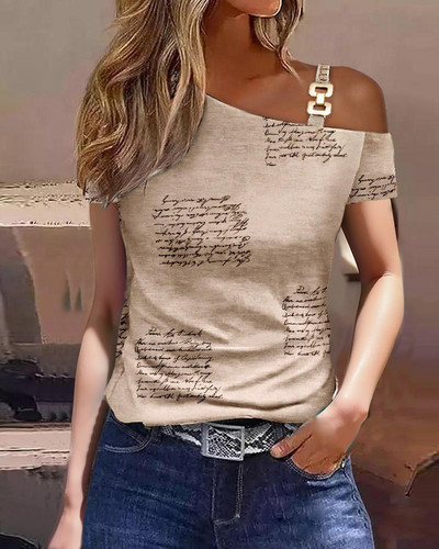 2024 Bluse Para Mujer Femei Vară Dunge Un Umăr Mânecă Scurtă Bluză Casual Topuri Tricou Largi Elegante Doamne Haine