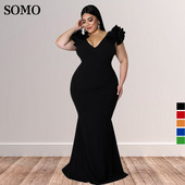 SOMO Pulmapeo Naiste Õhtukleit Elegantne Naiste 5XL Suures suuruses volangidega varrukatega Maxi Pikad kleidid Hulgimüük Dropshipping