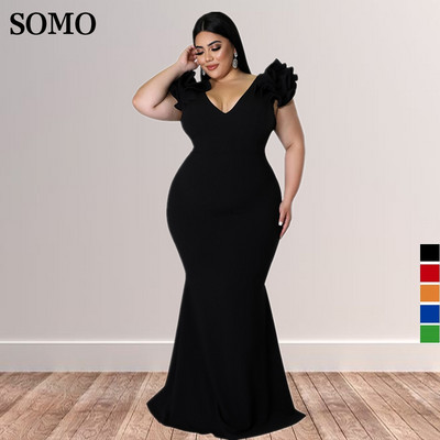 SOMO rochie de seară pentru doamne, petrecere de nuntă, elegantă, 5XL, cu mâneci cu volane, rochii lungi maxi, vânzare cu ridicata, dropshipping