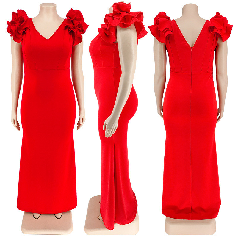 SOMO kāzu ballīšu sieviešu vakarkleita eleganta sieviešu 5XL liela izmēra volāniem piedurknēm Maxi garās kleitas vairumtirdzniecība dropshipping