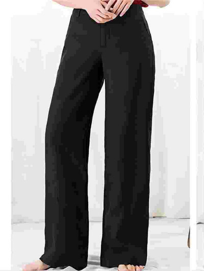 Sieviešu bikses Vasaras ikdienas, platas kājas, brīvas, plānas kokvilnas lina drēbes, sieviešu drēbes ar augstu vidukli Taisnas garas bikses kravas bikses