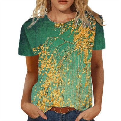 Tricou pentru femei de vară Tricou cu imprimeu 3d Floral Tricouri la modă pentru femei Motiv cu flori Noua estetică Topuri Tricou pentru fete supradimensionat